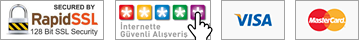 Güvenlik sertifikaları ve ödeme logoları